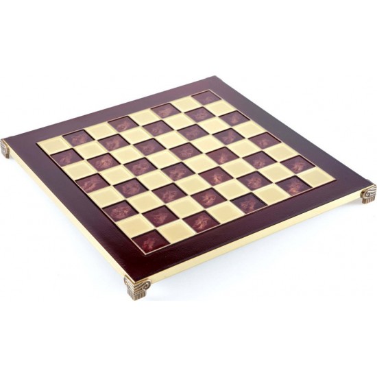 Manopoulos Classic Χειροποίητη Σκακιέρα Μπρούτζινη 28x28cm Μπορντό Χρ΄ώμα Σκάκι-Τάβλι