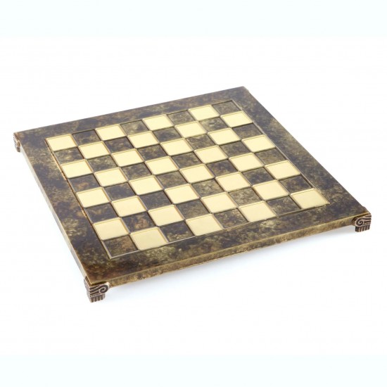 Manopoulos Classic Χειροποίητη Σκακιέρα Μπρούτζινη 36x36cm Καφέ Χρώμα Σκάκι-Τάβλι