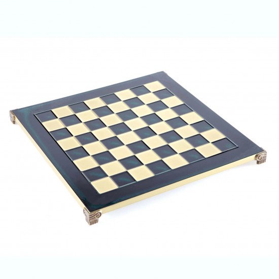 Manopoulos Classic Χειροποίητη Σκακιέρα Μπρούτζινη 36x36cm Πράσινο Χρώμα Σκάκι-Τάβλι