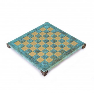 Manopoulos Classic Χειροποίητη Σκακιέρα Μπρούτζινη 36x36cm Τυρκου΄αζ Χρώμα