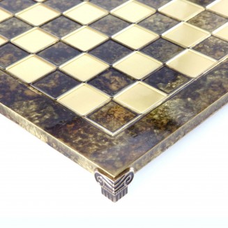 Manopoulos Classic Χειροποίητη Σκακιέρα Μπρούτζινη 44x44cm Καφέ Χρ΄ώμα