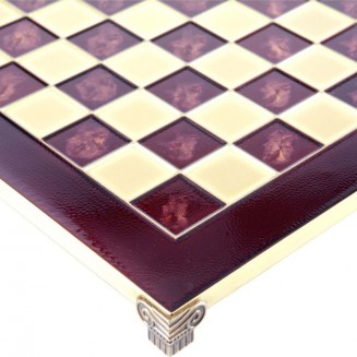 Manopoulos Classic Χειροποίητη Σκακιέρα Μπρούτζινη 44x44cm Μπορντό Χρ΄ώμα