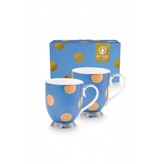 PiP Studio Κούπα από Πορσελάνη Μπλε με βούλες 380ml 2τμχ ΕΙΔΗ ΣΠΙΤΙΟΥ - ΔΙΑΚΟΣΜΗΣΗΣ