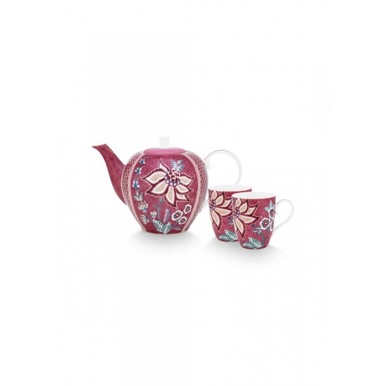 PiP Studio Flower Festival Σετ Τσαγιού με Κούπα από Πορσελάνη Ροζ 1600ml 3τμχ ΕΙΔΗ ΣΠΙΤΙΟΥ - ΔΙΑΚΟΣΜΗΣΗΣ