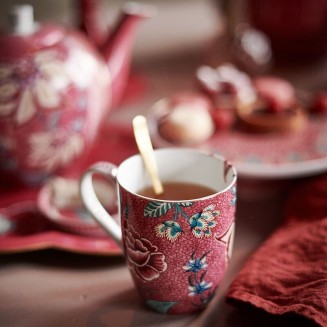 PiP Studio Flower Festival Κούπα από Πορσελάνη Dark Pink 350ml 2τμχ