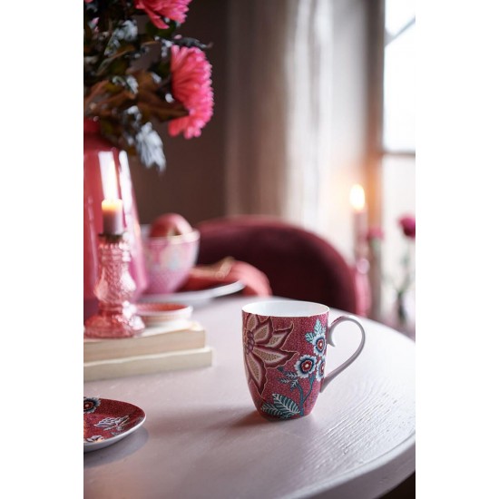 PiP Studio Flower Festival Κούπα από Πορσελάνη Dark Pink 350ml 2τμχ ΕΙΔΗ ΣΠΙΤΙΟΥ - ΔΙΑΚΟΣΜΗΣΗΣ