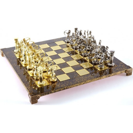 Manopoulos  Χειροποίητο Σκάκι Μεταλλικό με Πιόνια Τοξότες και σκακιέρα 44x44cm S10BRO Σκάκι-Τάβλι