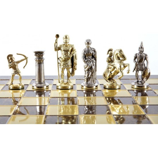 Manopoulos  Χειροποίητο Σκάκι Μεταλλικό με Πιόνια Τοξότες και σκακιέρα 44x44cm S10BRO Σκάκι-Τάβλι