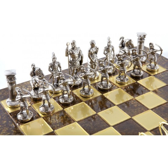 Manopoulos  Χειροποίητο Σκάκι Μεταλλικό με Πιόνια Τοξότες και σκακιέρα 44x44cm S10BRO Σκάκι-Τάβλι
