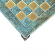 Manopoulos Classic Χειροποίητη Σκακιέρα Μπρούτζινη 28x28cm Τυρκουάζ Χρ΄ώμα