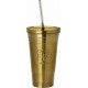 Ecolife Cup Ποτήρι Θερμός Ανοξείδωτο BPA Free 480ml Χρυσό με Καλαμάκι 33-BO-4008