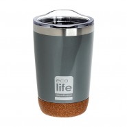 Ecolife Θερμός-Ποτήρι Για Καφέ 370ml Light Grey (Cork Bottom)