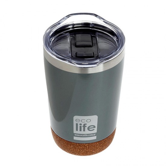 Ecolife Θερμός-Ποτήρι Για Καφέ 370ml Light Grey (Cork Bottom)
