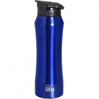 Μπουκάλι Θερμός Ανοξείδωτο / Πλαστικό BPA Free 550ml Μπλε με Καλαμάκι 33-BO-3062 Ecolife