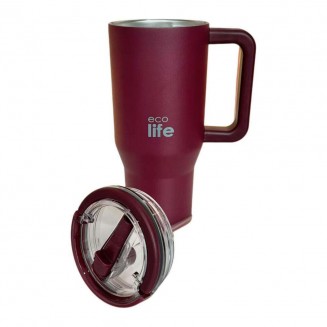 Ecolife Handled Tumbler Θερμός Ανοξείδωτο 900ml Διπλή λαβή με Καλαμάκι και Λαβή 33-BO-7070