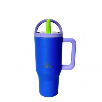 Θερμός Ανοξείδωτο 900ml Handled Tumbler ΔΙΠΛΗ ΛΑΒΗ με Καλαμάκι και Λαβή 33-BO-7075 Ecolife