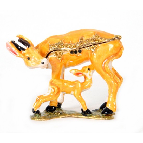 Διακοσμητική μινιατούρα-μπιζουτιέρα Ελαφίνα με Παιδί 53-56