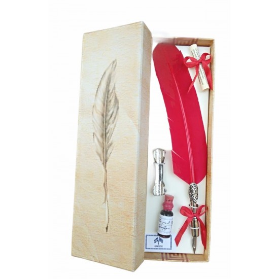 Πένα Μελάνης Φτερό με βάση Κόκκινη