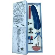 Πένα Μελάνης Φτερό Βουλοκέρι Μπλε Πλήρες Σετ