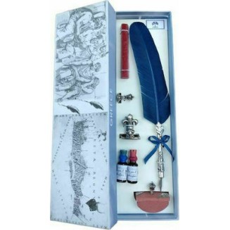 Πένα Μελάνης Φτερό Βουλοκέρι Μπλε Πλήρες Σετ