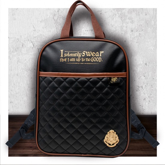 Harry Potter Quilted Backpack Black & Tan