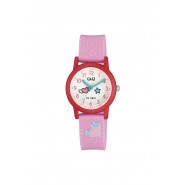 Q&Q Παιδικό Αναλογικό Ρολόι 32mm Ροζ V23A-008VY Καρδιά και αστέρια