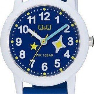 Q&Q Παιδικό Αναλογικό Ρολόι 32mm Μπλε V23A-017VY Αστέρια κ Διαστημόπλοιο
