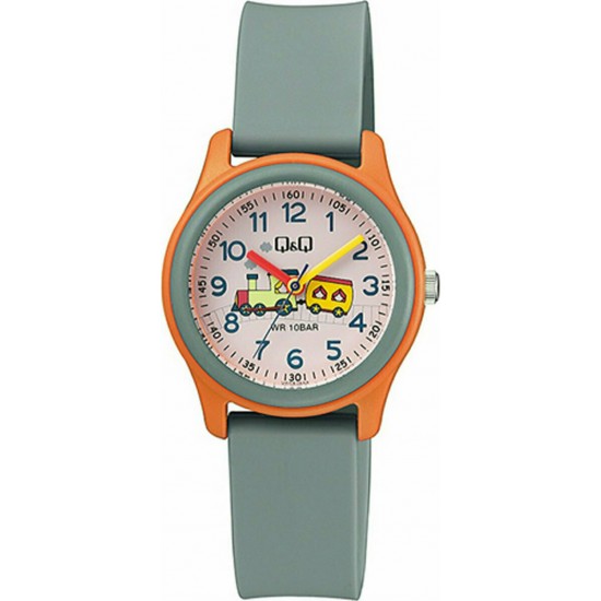 Q&Q Παιδικό Αναλογικό Ρολόι 32mm Train Γκρι VS59J008