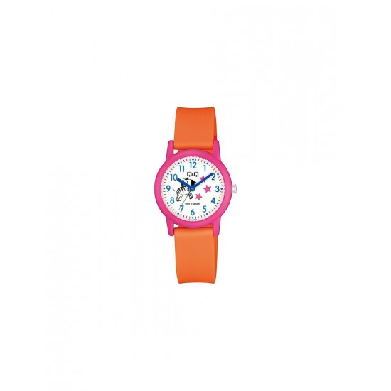 Q&Q Παιδικό Αναλογικό Ρολόι 32mm Πορτοκαλί V23A-009VY Ζεβρα