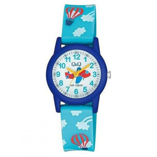 Q&Q Παιδικό Αναλογικό Ρολόι 31mm Γαλάζιο VR99J018 Αεροπλάνο