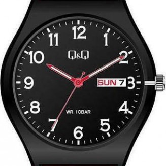 Q&Q Ανδρικό Ρολόι 38mm Μπαταρίας με Κόκκινο Καουτσούκ Λουράκι A212J009Y