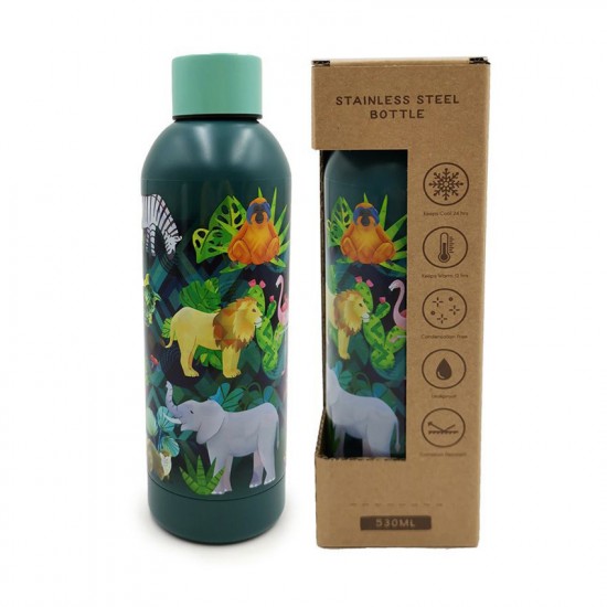 Puckator Μπουκάλι Θερμός Ανοξείδωτο 530ml Μαύρο Ζωϊκό Βασίλειο 530ml