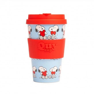 QuyCup Snoopy Love Κούπα Πλαστική με Καπάκι Πολύχρωμη 400ml RPETBAMB40-999