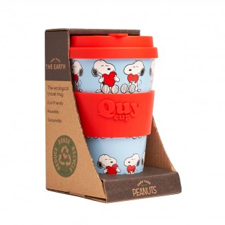 QuyCup Snoopy Love Κούπα Πλαστική με Καπάκι Πολύχρωμη 400ml RPETBAMB40-999