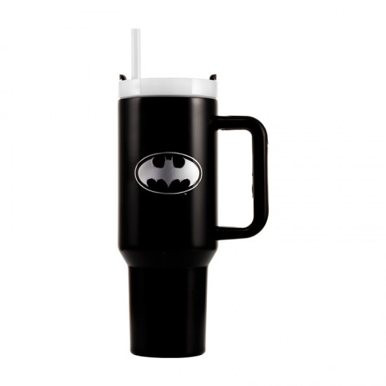 Pyramid International Batman Handled Tumbler Θερμός Ανοξείδωτο 1.2lt Γκρι με Καλαμάκι και Λαβή