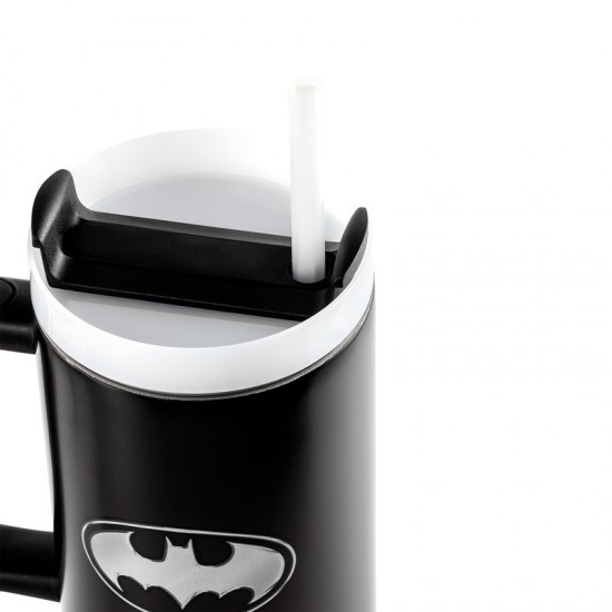 Pyramid International Batman Handled Tumbler Θερμός Ανοξείδωτο 1.2lt Γκρι με Καλαμάκι και Λαβή