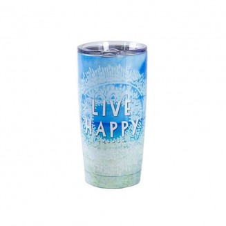 Ποτήρι Θερμός με διάφανο καπάκι 500ml Happy Beach- live happy