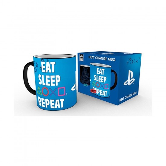 Abysse Playstation - Eat Sleep Repeat Κούπα που αλλάζει με την ζέστη (320ml) (MGH0071)