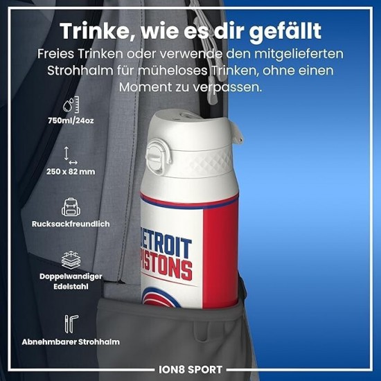 Ion8 Μπουκάλι Θερμός Ανοξείδωτο 750ml NBA Detroit Pistons I8TS750NBAGDDET