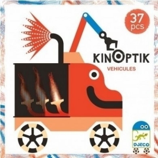 Djeco Kinoptik παζλ με μαγνήτες και εφέ κίνησης εικόνας οχήματα 37 τεμ