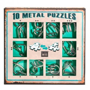 10 Metal Puzzles- Green Set Eureka