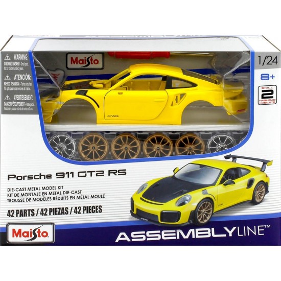 Maisto 1:24 Porche 911 Yellow W Carbon Hood 39523 assembly line