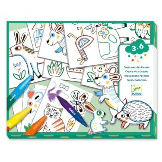 Djeco Ζωγραφική - κολάζ σύνθεσης εικόνας με κηρομπογιές 'Ζωάκια'