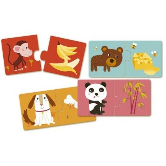 Djeco 10 Παζλ Duo 'Το ζωάκι και η τροφή του'