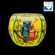 Γυάλινο Χρωματιστό Κηροπήγιο Κουκουβάγια Kerzenfarm 11cm