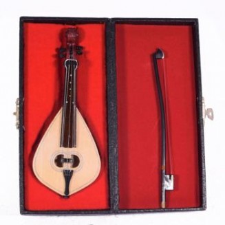 Κρητική λύρα διακοσμητική μινιατούρα σε θήκη με δοξάρι 10 εκ