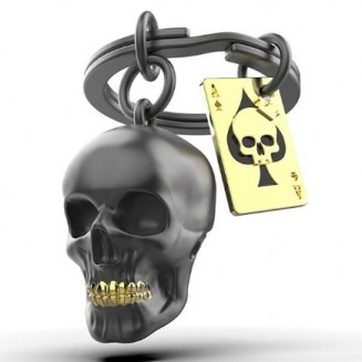Μπρελόκ Κλειδιών MTM137-01 Black Skull Ace of Spades with playing card Metalmorphose