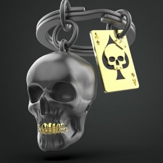 Μπρελόκ Κλειδιών MTM137-01 Black Skull Ace of Spades with playing card Metalmorphose