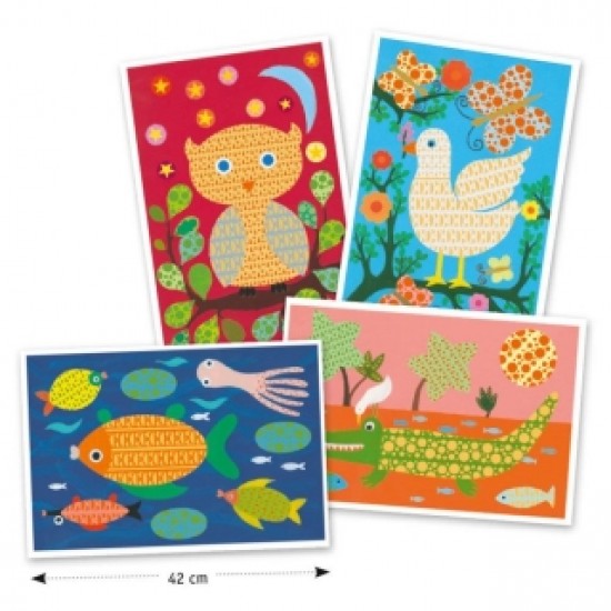 Djeco ζωγραφική με σφουγγαράκι και Masking tape 'Κουκουβάγια'