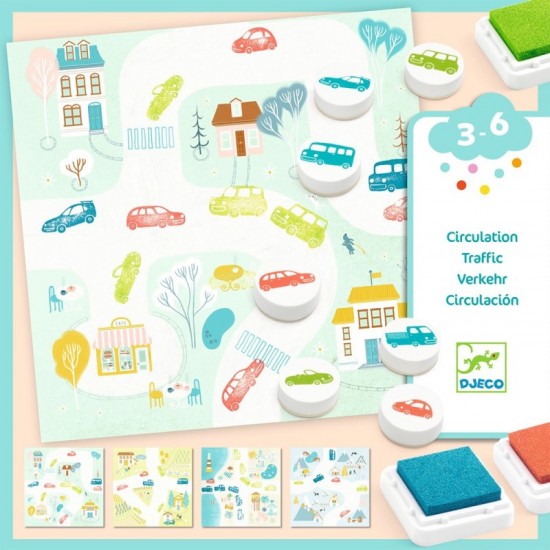Djeco Ζωγραφική με στάμπες 'Οχήματα'